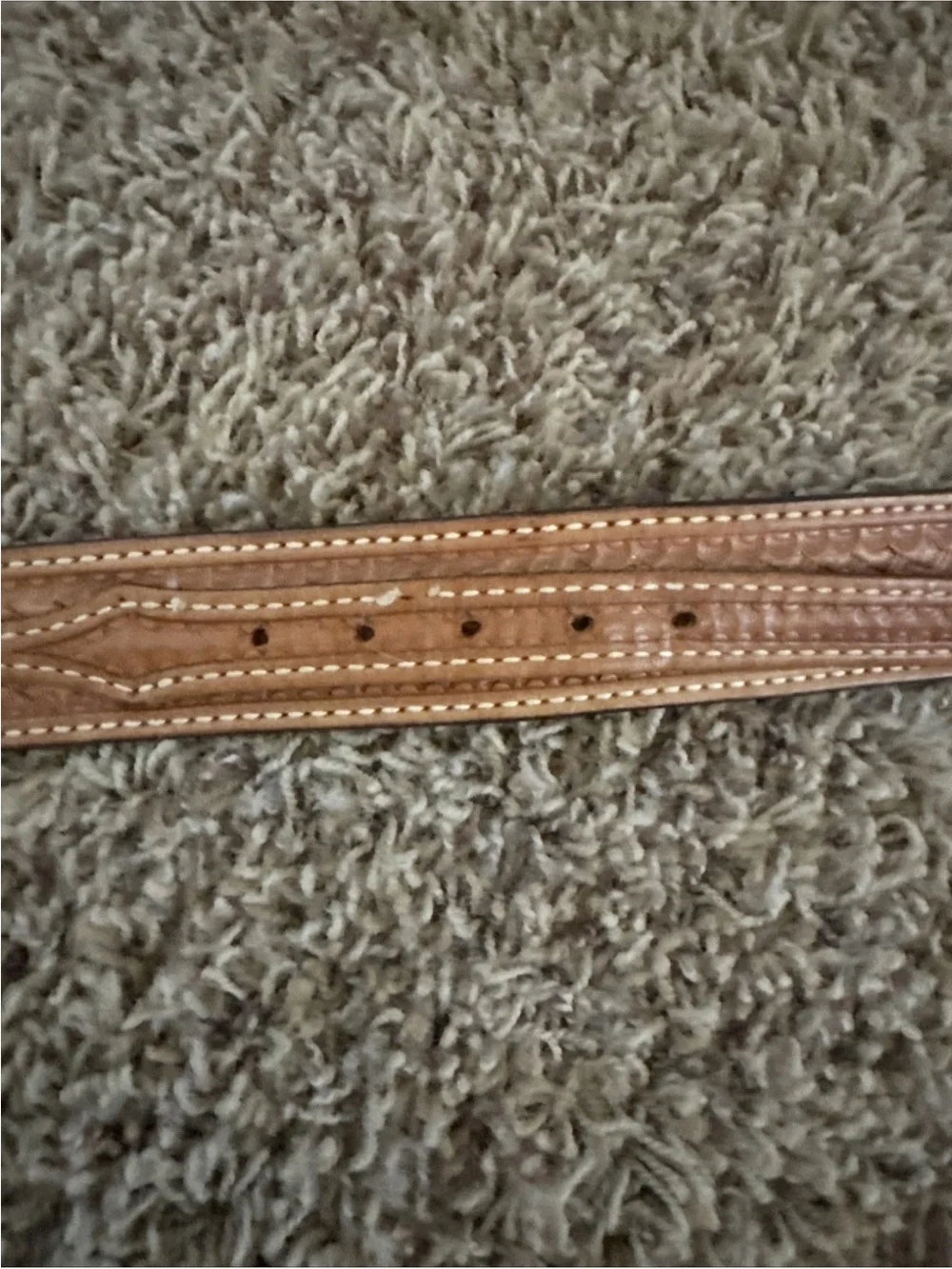 Woven Leather Tan Women's Belt with Stitch Detail